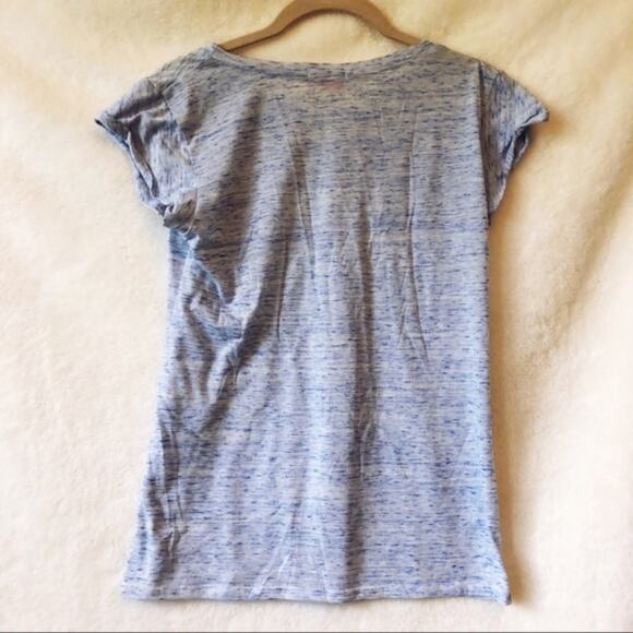 Love..Ady Blue Patterned Short Sleeve Sheer Top - Picture 6 of 6